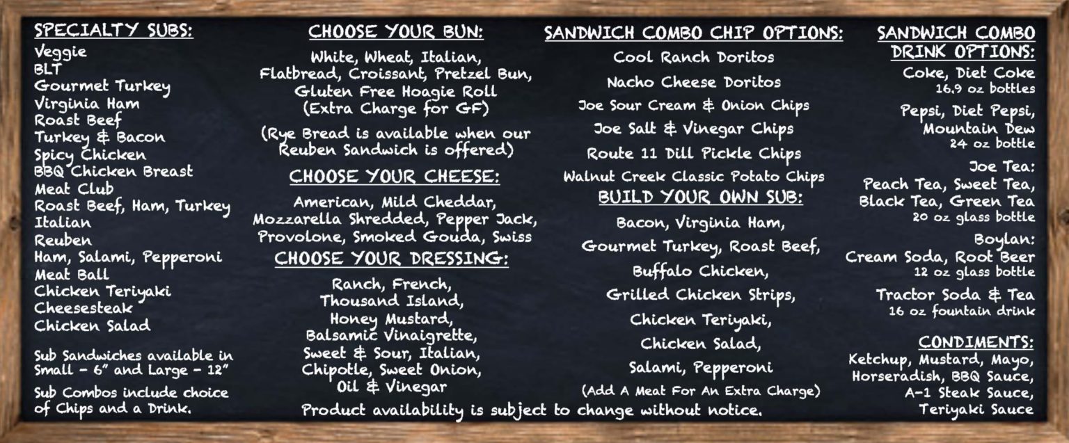 Horst sandwich co. menu